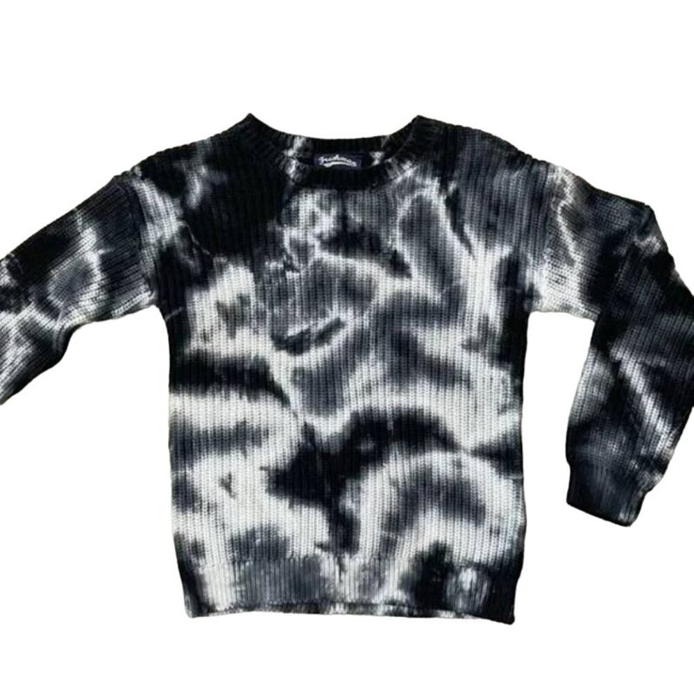 Freshman 1996 Pullover Sweater Size Large 12/14 Black-White Tie Dye NWT Cotton